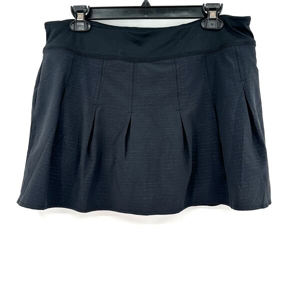 Athleta Size XL Mini Skort Black‎ Undershort Tennis Pickleball Pleated Stretch - Picture 1 of 5